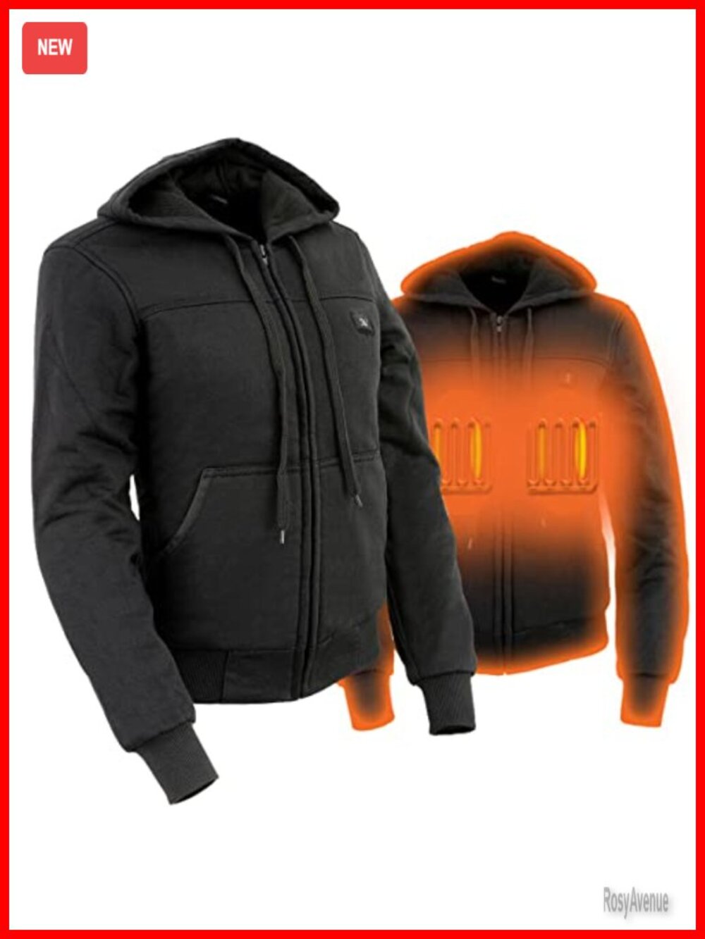 Women's Heated Hoodie Cotton Zip Front Thermal Lined Cold Weather